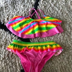 INGEAR SWIM RAINBOW AND PINK RUFFLE BIKINI